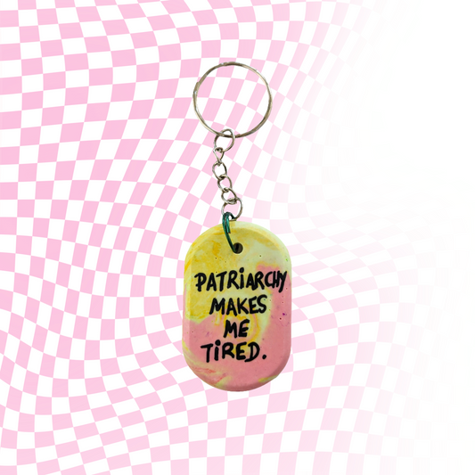 Patriarchy is boring keyring