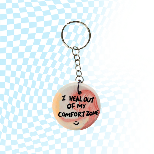 Burn your comfort zone keyring